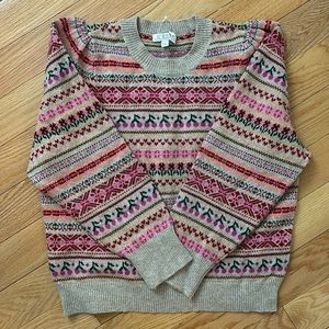 J. Crew puff sleeve fair isle sweater. Women’s Size L